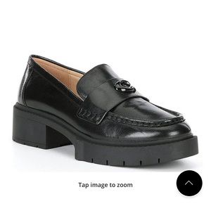 Coach Leah Leather Lug Sole Block Heel Loafers